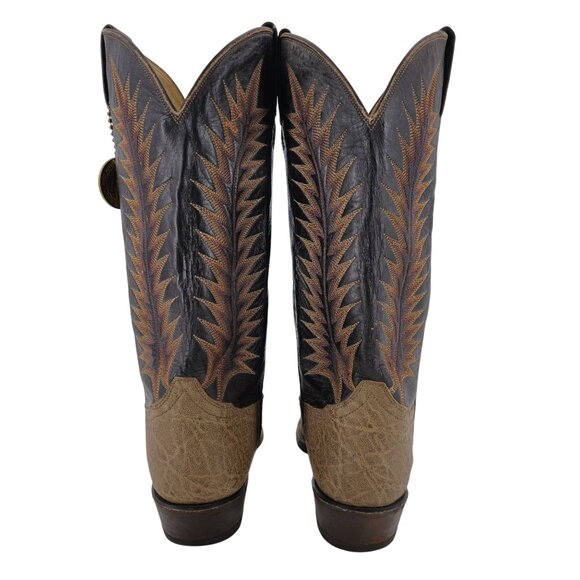 Vintage Tony Lama Exotic Leather Men's Size 9E Brown Cowboy Western Boots USA - Picture 2 of 16
